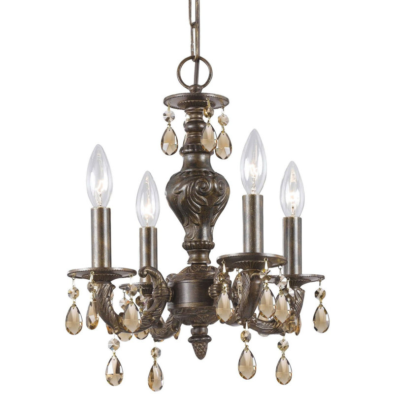Abagail 4 - Light Classic / Traditional Chandelier, Golden Teak Majestic Wood Polish, Ventian Bronze