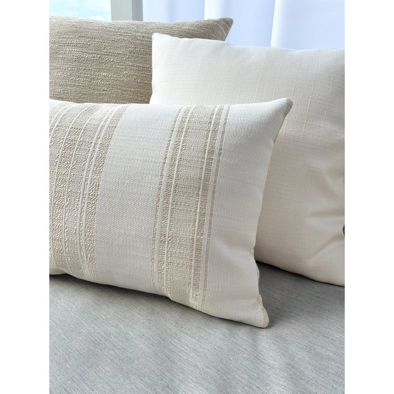 Lumbar Indoor/Outdoor Pillow Cover & Insert, Light Beige
