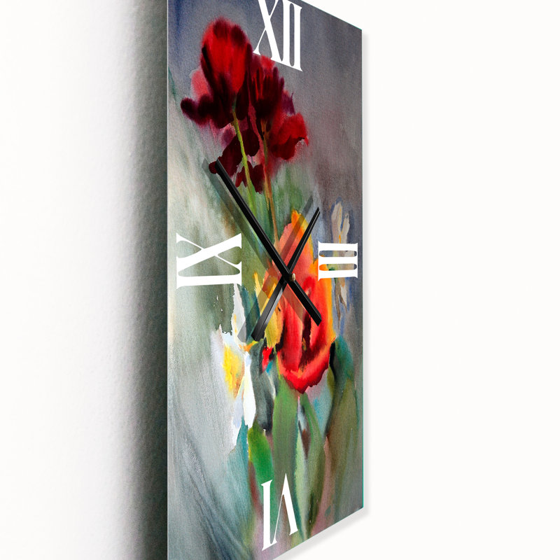 Horloge murale Blossoming Vibrant Wildflowers, Grand