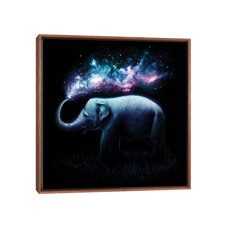 «Elephant Splash» - Impression sur papier avec cadre flottant, H 37 po x l 37 po x P 1,5 po