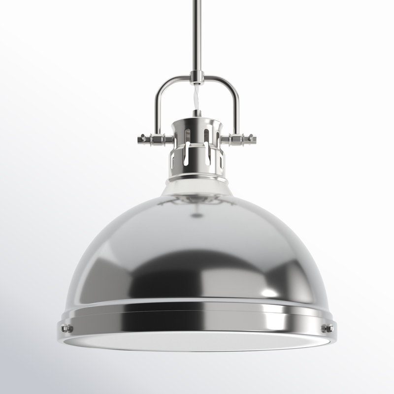 Calico 1-Light Dimmable Steel Dome Pendant with Adjustable Height, Pewter, Pewter