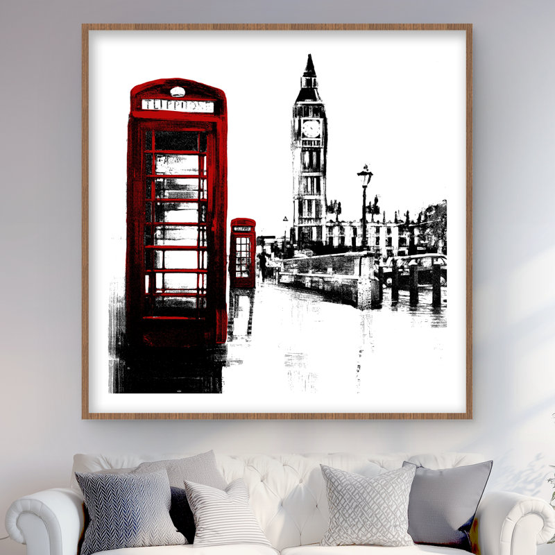 Cabine téléphonique et imprimé Big Ben London - décor de salon
