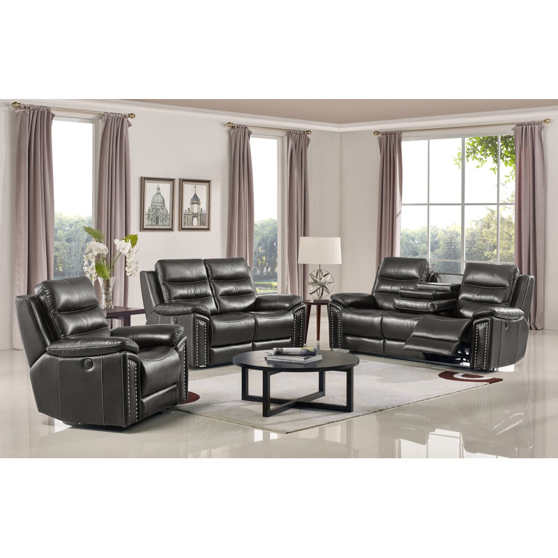 Fauteuil inclinable standard de 40 po de large Tereza, Faux cuir gris, Manuel