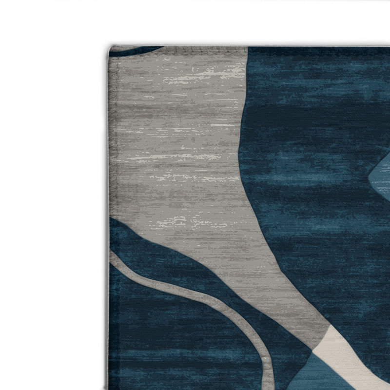 Tapis intérieur et extérieur bleu Watercolor, Rectangulaire 2 pi x 3 pi