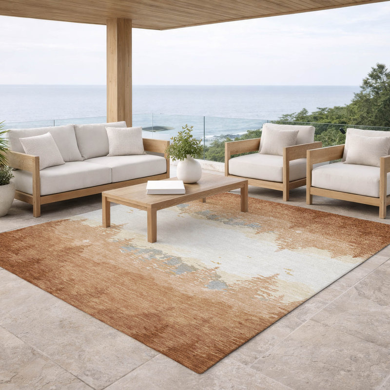 Machine Washable Indoor/Outdoor Chantille ACN2861 Lodge Rug, 3' x 5', Paprika