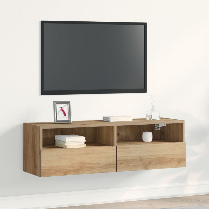 TV Wall Cabinet Wood Composite Medium Rustic TV Stand, Artisan Oak