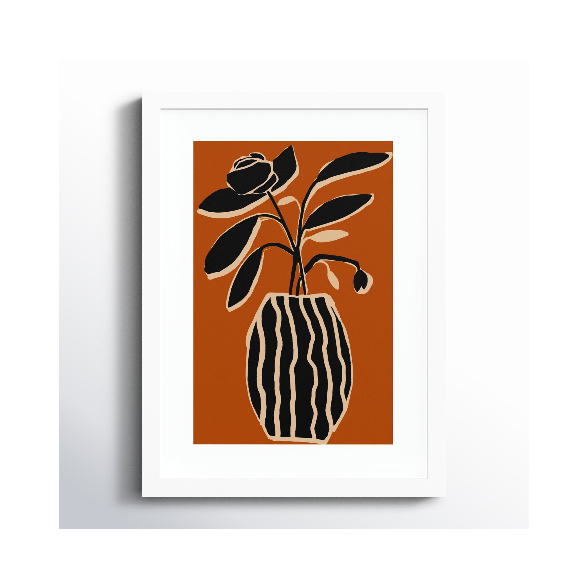 Ochre Still Life No 5 by Treechild, White Framed, 13" H x 10" W x 1" D