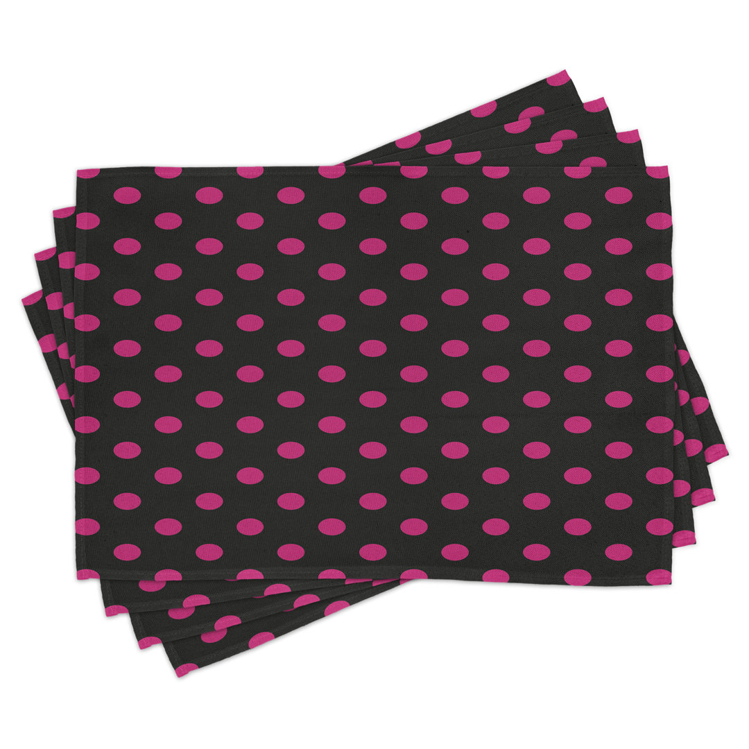 Platzmatten, Altes Mode-Tupfen, Hot Pink, Pink Schwarz