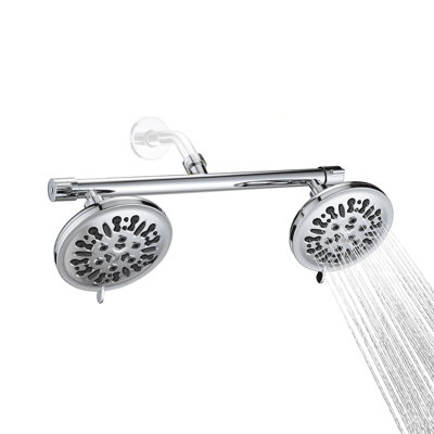 Double Shower Head with Built-in Valve, High Pressure 8 Setting Dual Shower Head Design