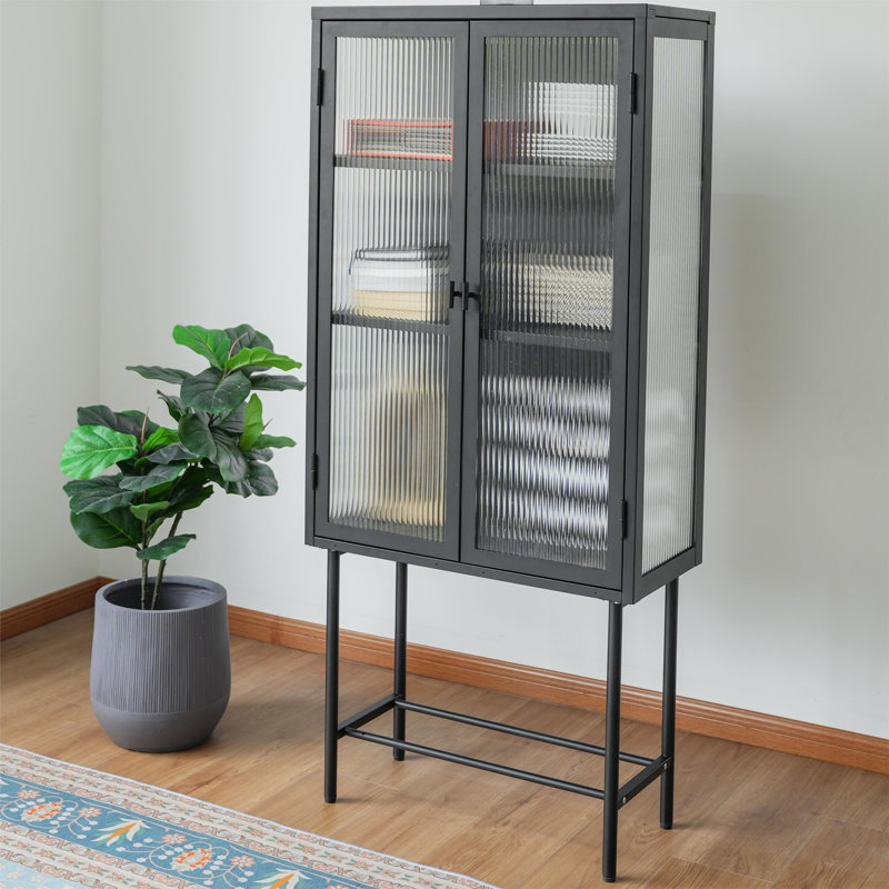 61''H Accent Cabinet With Removable Shelves, Black
