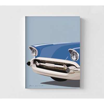 «American Vintage Car II» par Omar Escalante, affiche d'art classique de voiture bleue, reproduction d'art Chevy 50 s, affiche de voiture Old School