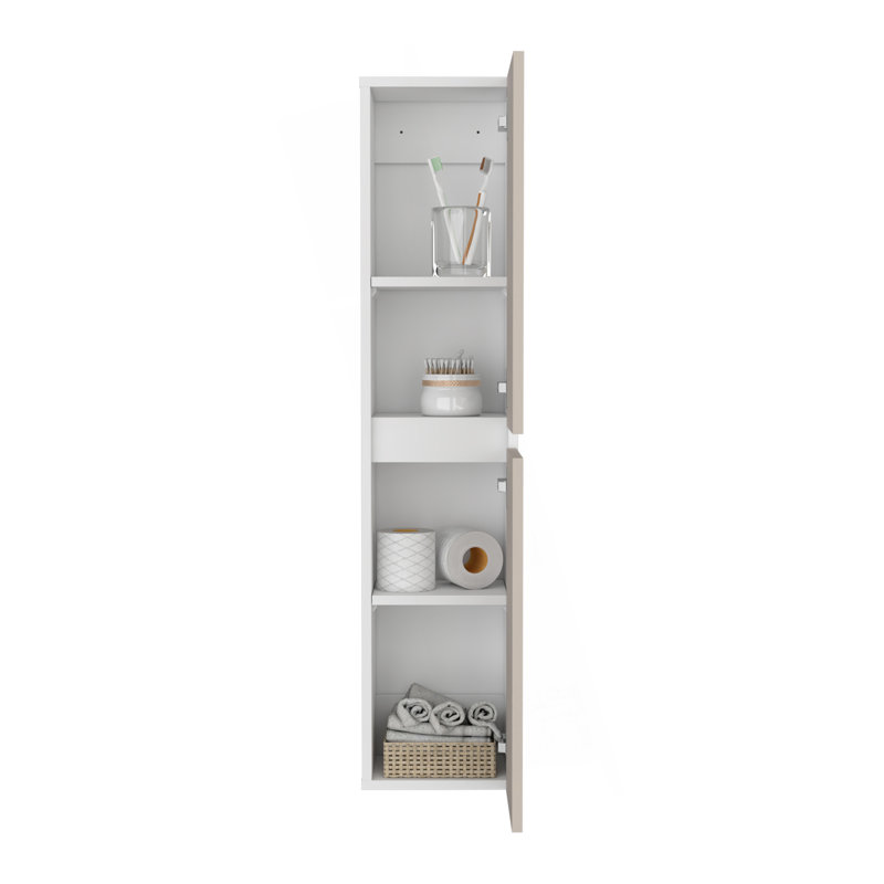 High Two-Door Wall Cabinet With Interior Shelf Vertical Storage