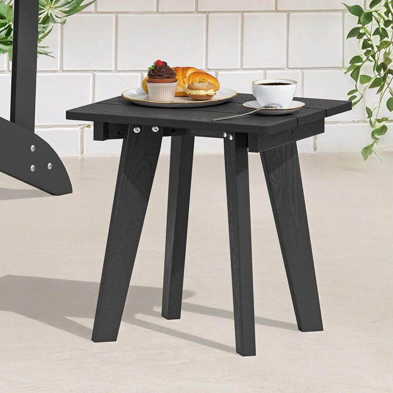 Weather-Resistant Small Patio Table, Heavy-Duty Outdoor Side Table With 200 LBS Capacity, Durable Accent Table For Porch, Balcony, Backyard, Or Poolside, Black