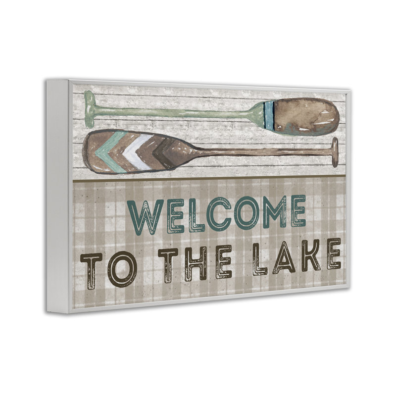«Rustic Welcome Lake Oars», estampe numérique par Elizabeth Medley, Giclée encadrée blanc bord de mer, H 16 po x l 24 po