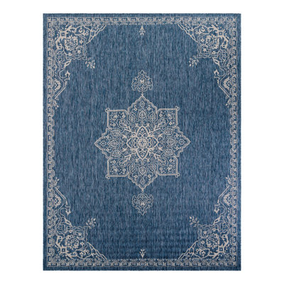 Cowhill Oriental Blue/Gray Indoor/Outdoor Area Rug