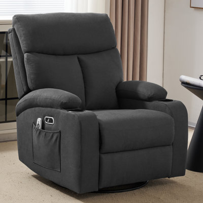 Latitude Run Overstuffed Power Swivel Rocker Recliner Chair for Adults With Massage