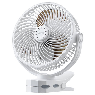 VEVOR Portable Clip Fan, Rechargeable Clip On Fan, USB Port with 3 Speeds & Circulation Mode, Strong Airflow Sturdy Clamp, Long Runtime for Desk, Golf Cart,