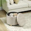 HOMCOM 45cm Round Storage Ottoman with Removable Lid Wood Legs Cream White