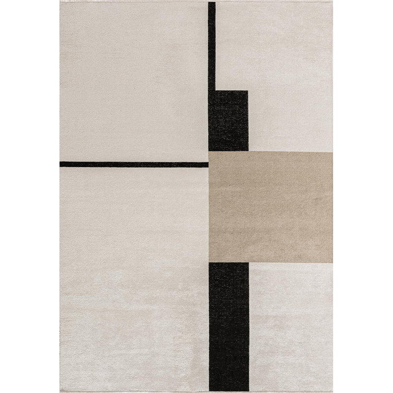 Tapis abstrait à panneaux abstraits, Carré 9 pi