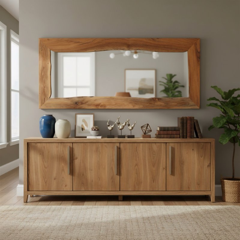 Finneytown 72" Live Edge Solid Wood Accent Mirror, 32" H x 72" W