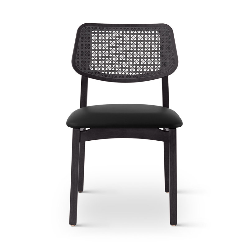 Modern Brazilian - Beth - Cane Side Chair - Medley Ivory Seat - Nogal Frame - Nogal Cane Webbing