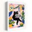 Chat fantaisiste lisant les nouvelles, art mural ludique et contemporain-129002815