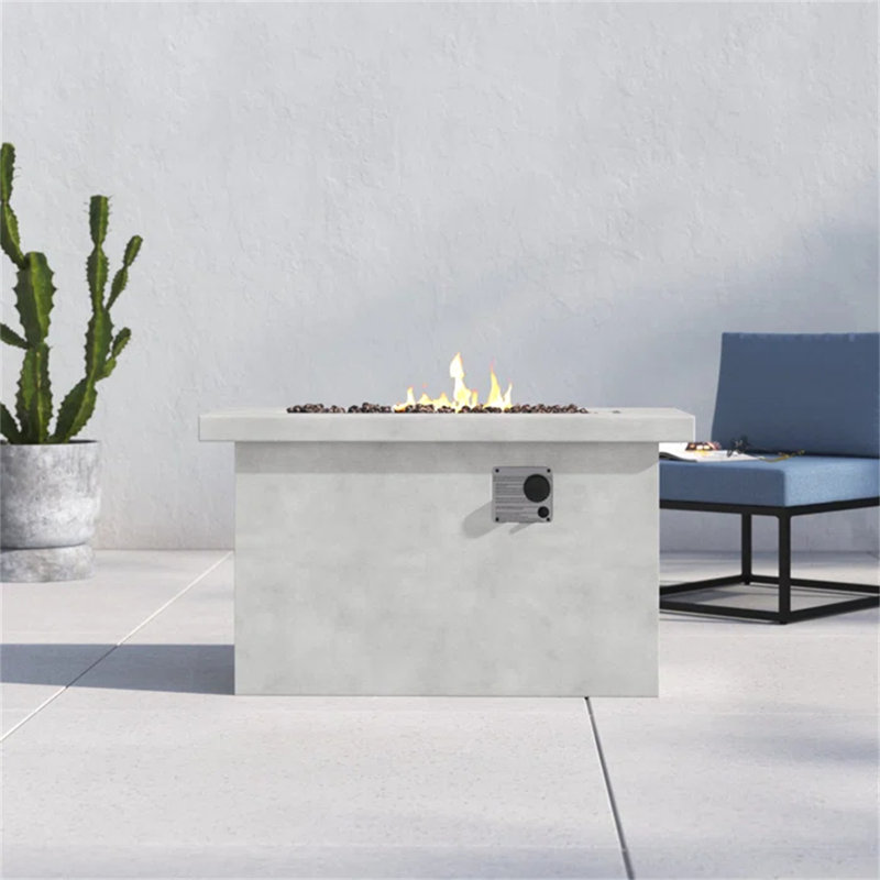 24'' H Concrete Propane/Natural Gas Outdoor Fire Pit Table, Gray