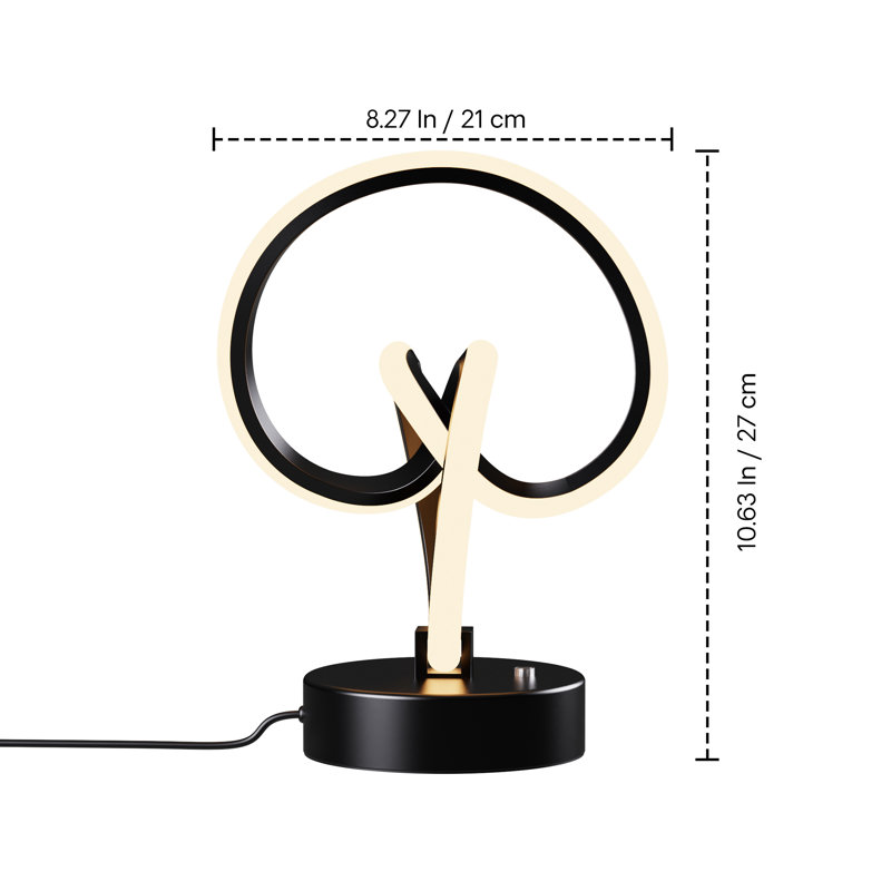Abstract Art 12W LED Table Lamp 11" - 3000K Warm Light- Abstract Design in Matte Black