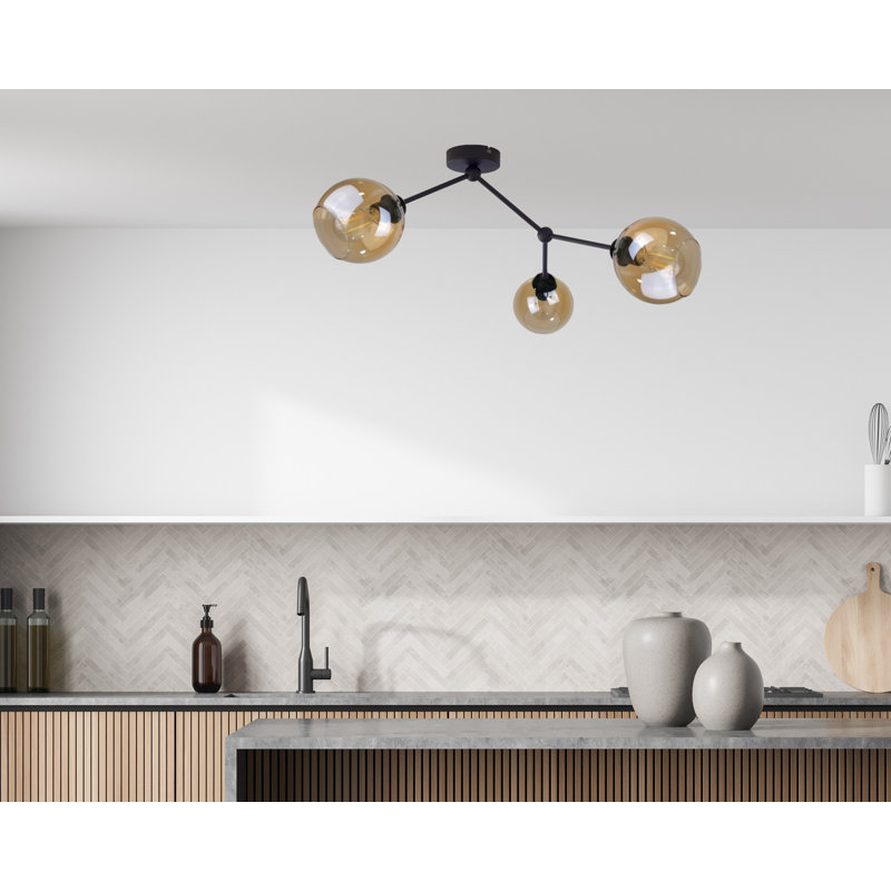 Helene Glass Semi Flush Mount, Yellow
