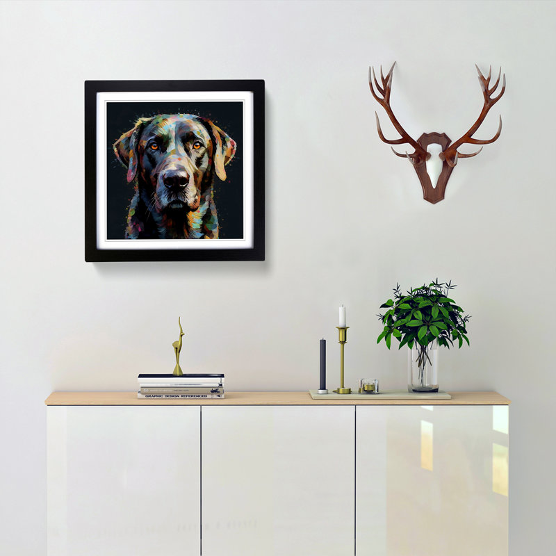 Labrador Retriever Glitch - Single Picture Frame Print on Wood, Black