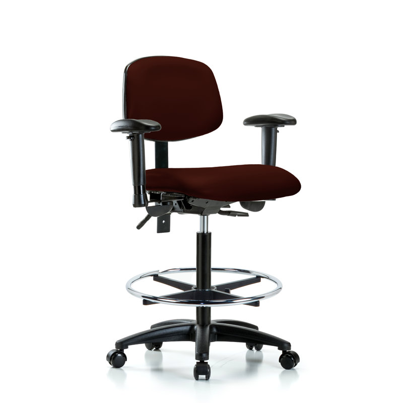 Chaise de dessinateur Noah, Bourgogne, Roulettes, Inclus