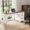 Bureau de direction de 53,5 po avec prise de courant, bureau personnel avec tiroirs, bureau de travail en bois avec classeur, bureau d'ordinateur pour travailler, étudier, écrire