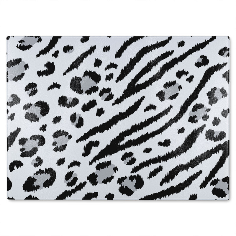 Zebra & Leopard Print Glass Chopping Board, 40cm L x 28cm W