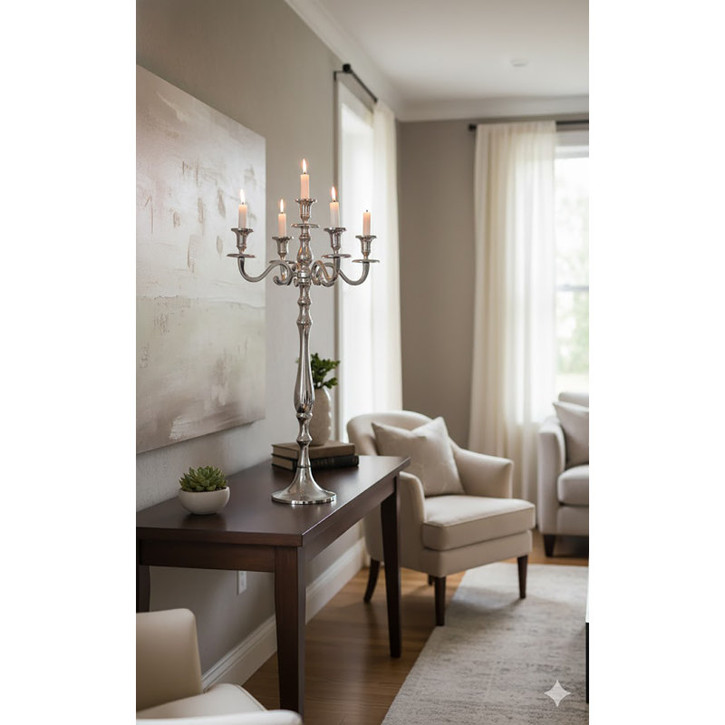 5 Head Chrome Aluminum Candle Stand