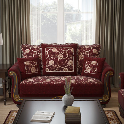 Bourgogne rembourré avec rangement - siège confortable, profondeur 69,96 po, largeur 40,28 po, hauteur chenille bourgogne, canapé-lit 52 po x 53,2 po, convient aux petits espaces