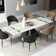 63'' to 94.5” Extendable Dining Table For 8-10 with Sintered Stone Tabletop and Metal Base