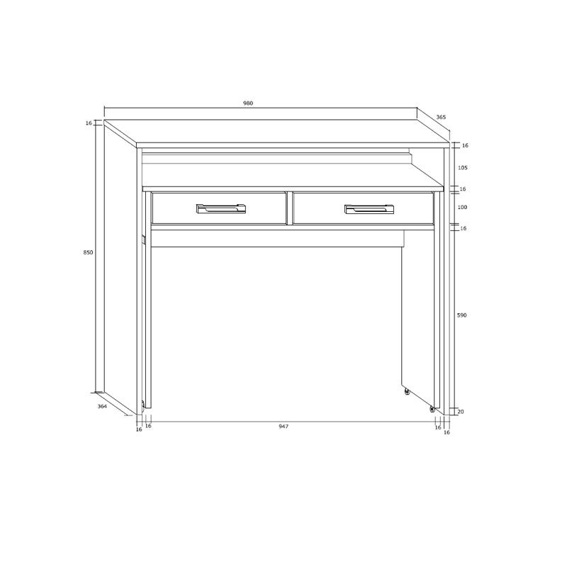 Barnard Castle Computer Desk, Oak Sonoma Matte/White Gloss