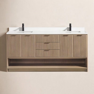Anelie 72" Oak Double Bathroom Vanity