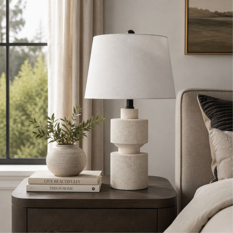 Lampe de table, 24,5 po, ferme moderne, résine ivoire, intensité variable à 3 voies