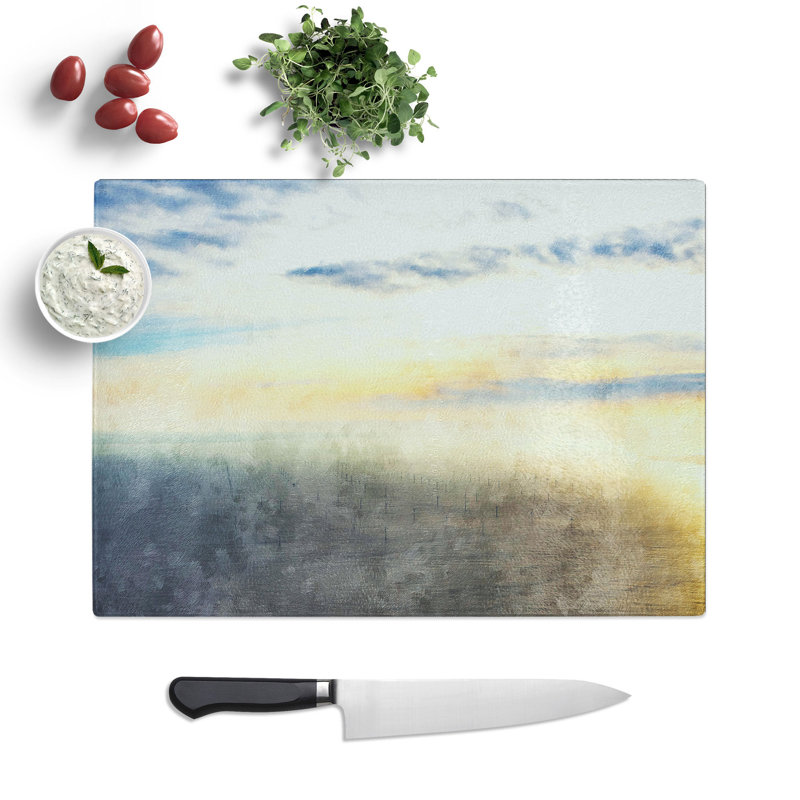 Tempered Glass Wind Farm Painting Chopping Board, 20 cm x 28.5 cm