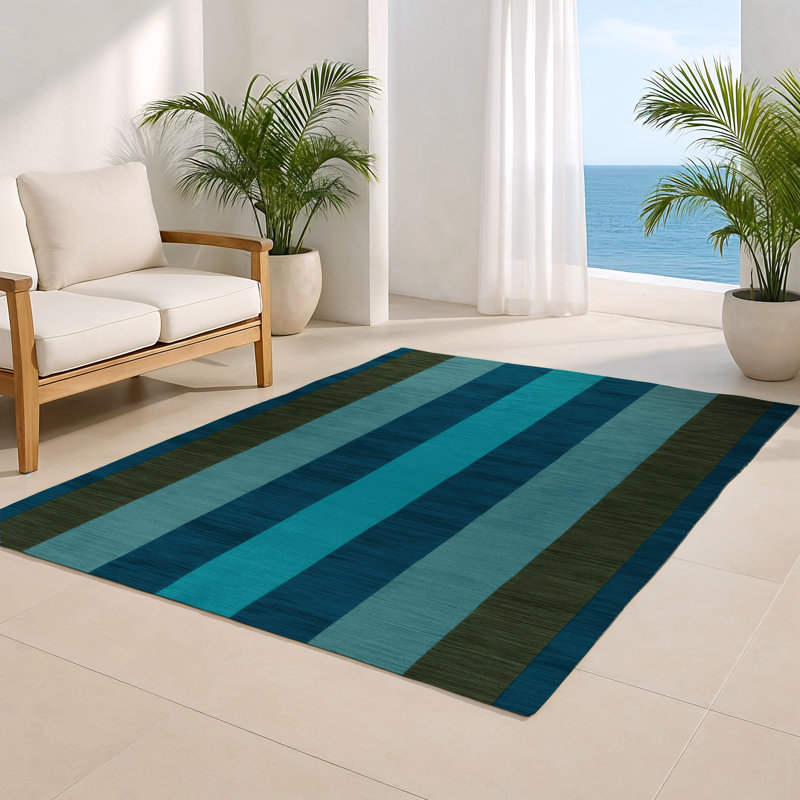 Tapis d'intérieur et d'extérieur à carreaux bleu, Rectangulaire 2 pi x 3 pi
