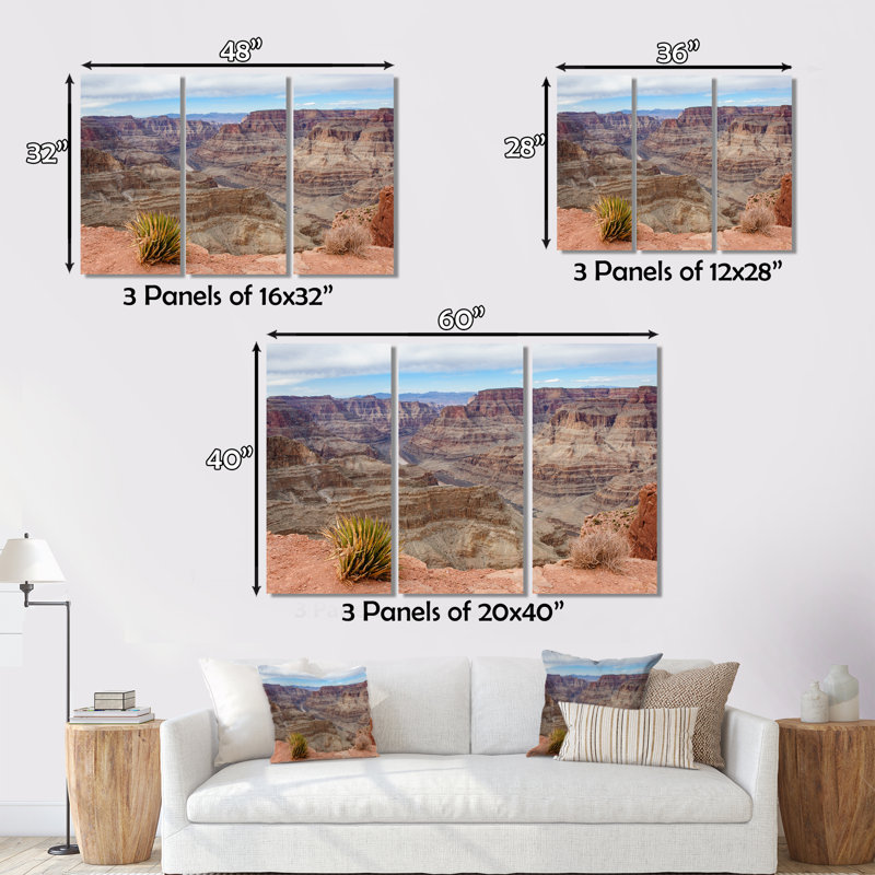 «Grand Canyon West of Arizona II», reproduction sur toile 3 pièces, H 40 po x l 60 po x P 1 po
