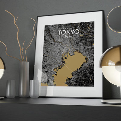 Tokyo City Map in Luxe 1 Piece Wall Art