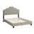 Grey Polyfiber Upholstered Queen Bed, Wooden Arch Design Bedframe, Adjustable Headboard, Modern Size Bed With Polyfiber, Hb
