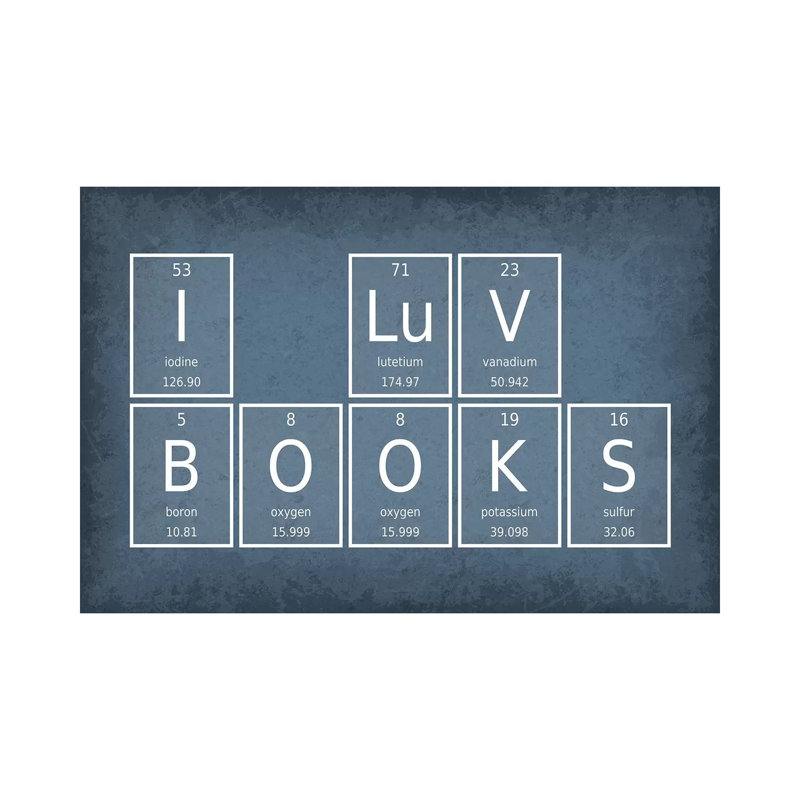 I Luv Books - Wrapped Canvas Painting, 20.32 cm H x 30.48 cm W