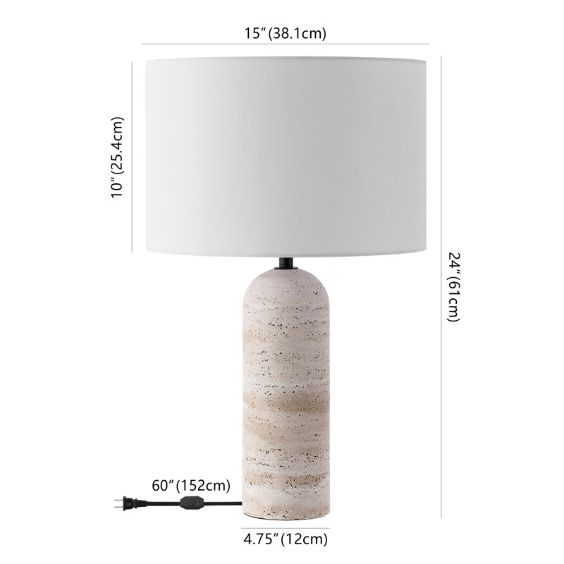 Lampe de table en marbre Ansonia Tunbridge, Dark Travertine