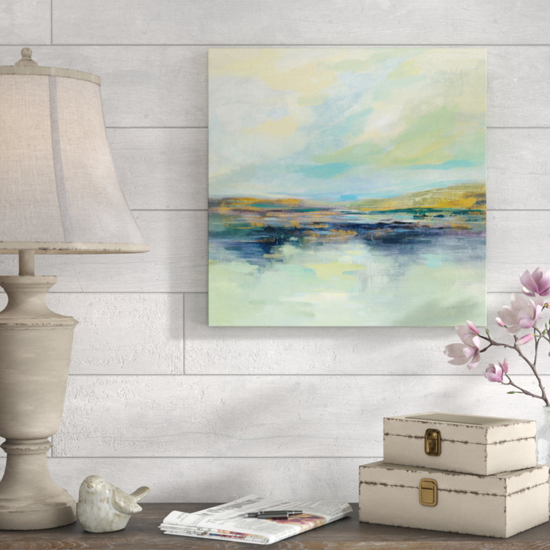 Golden Fields By The River by Silvia Vassileva - Wrapped Canvas Painting, 51cm H x 51cm W