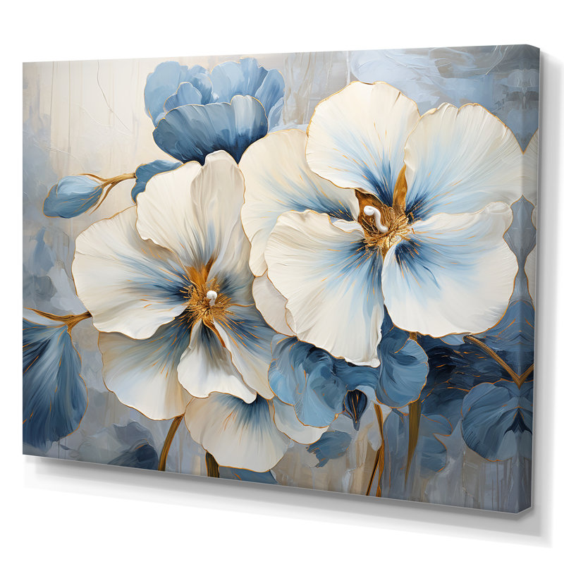 «White and Blue Pansies Garden II», reproduction sur toile, Toile tendue, H 34 po x l 44 po x P 1,5 po
