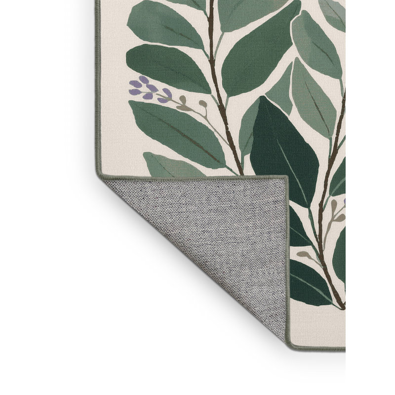Tapis beige moderne lavable à la machine à motif abstrait des fêtes de Pâques - reliure vert sauge, 2 x 4