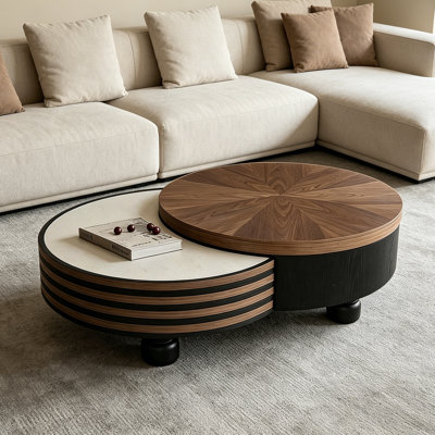 Microcrystalline stone storage coffee table